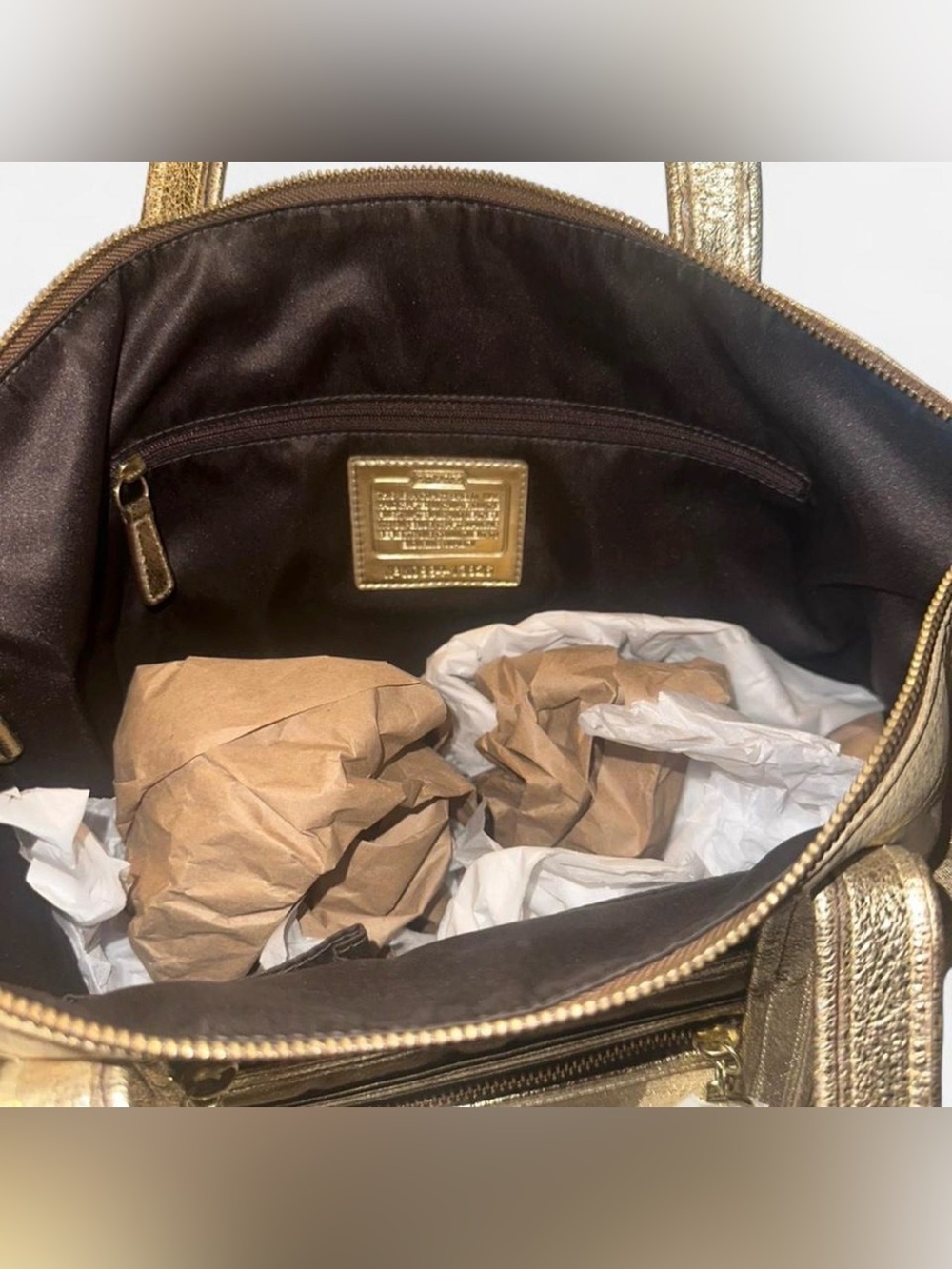 Coach Poppy Gold Signature Tote with Metallic Trim - Picture 7 of 7